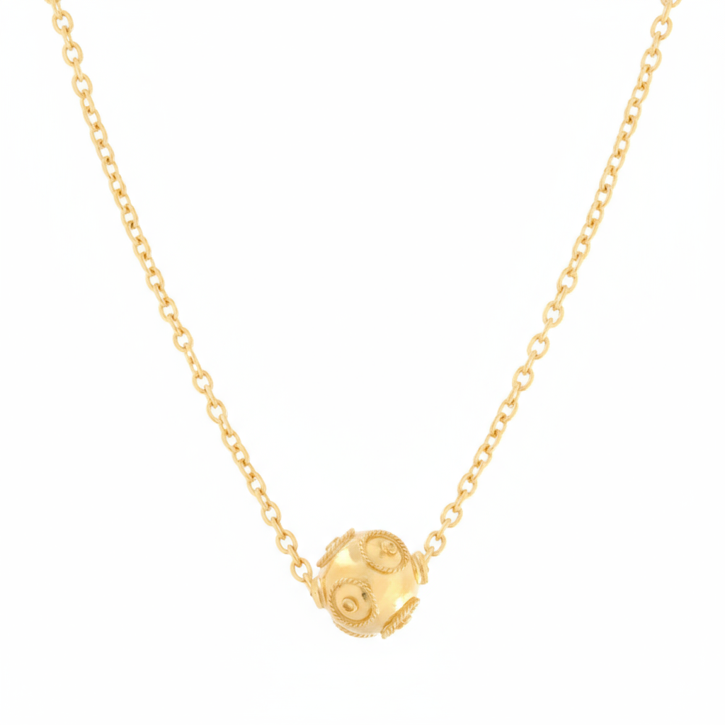 Viana Bead Solitaire Necklace [Gold Plated Silver]