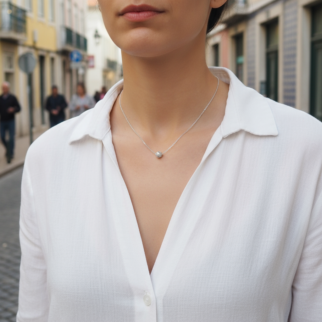 Viana Bead Solitaire Necklace [Silver]