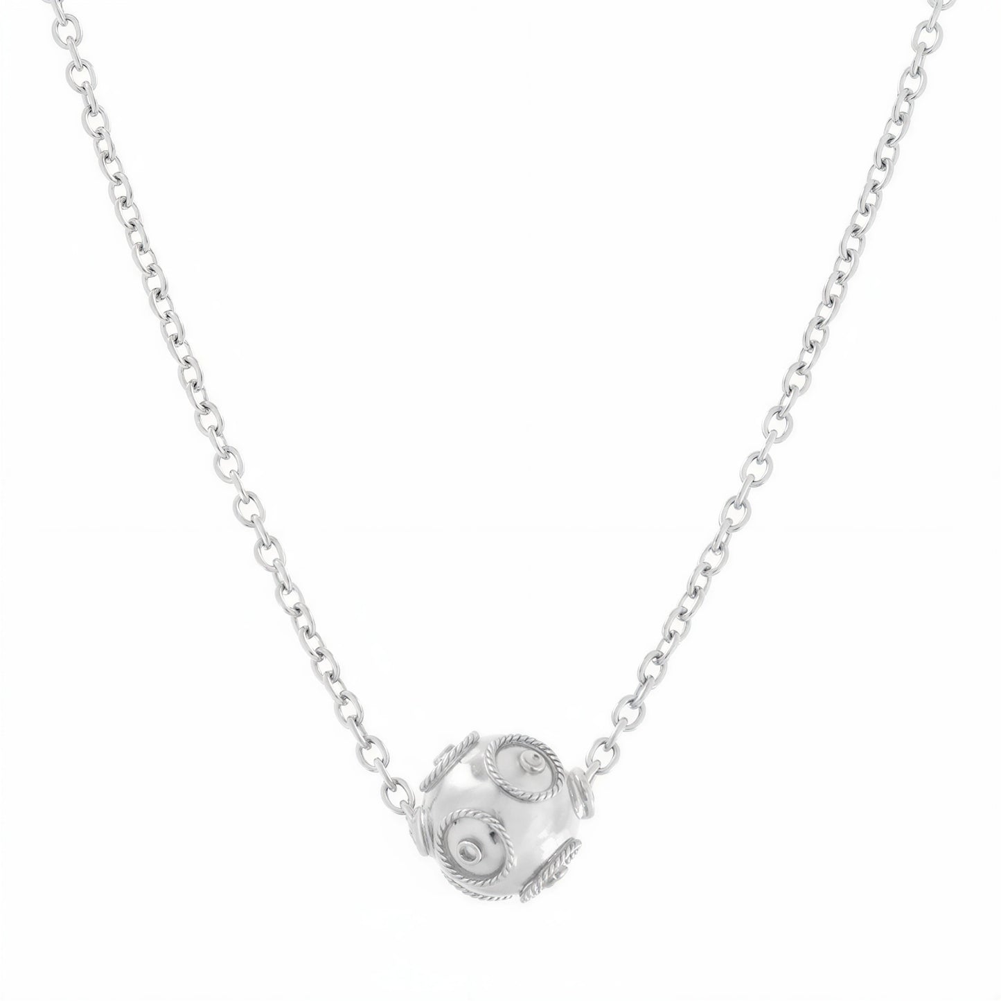 Viana Bead Solitaire Necklace [Silver]