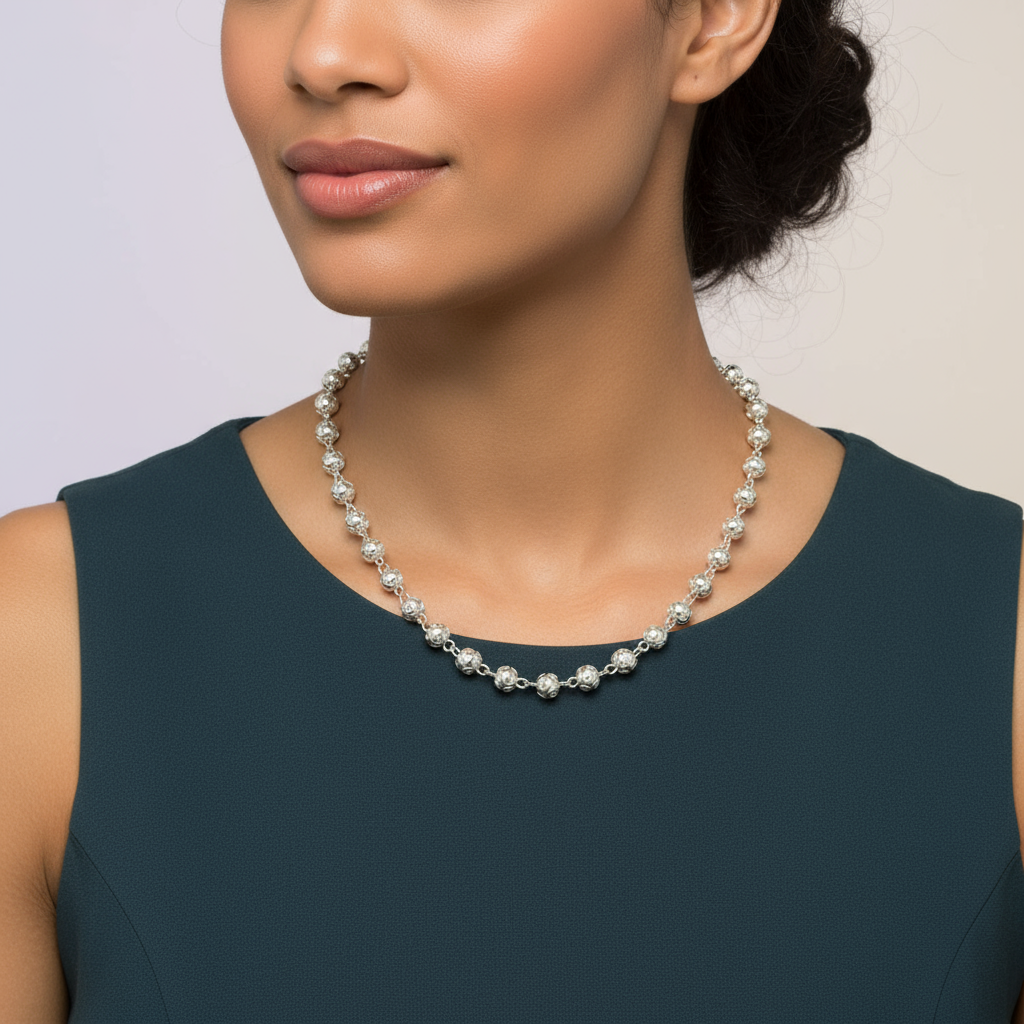 Viana Beads Necklace [Silver]